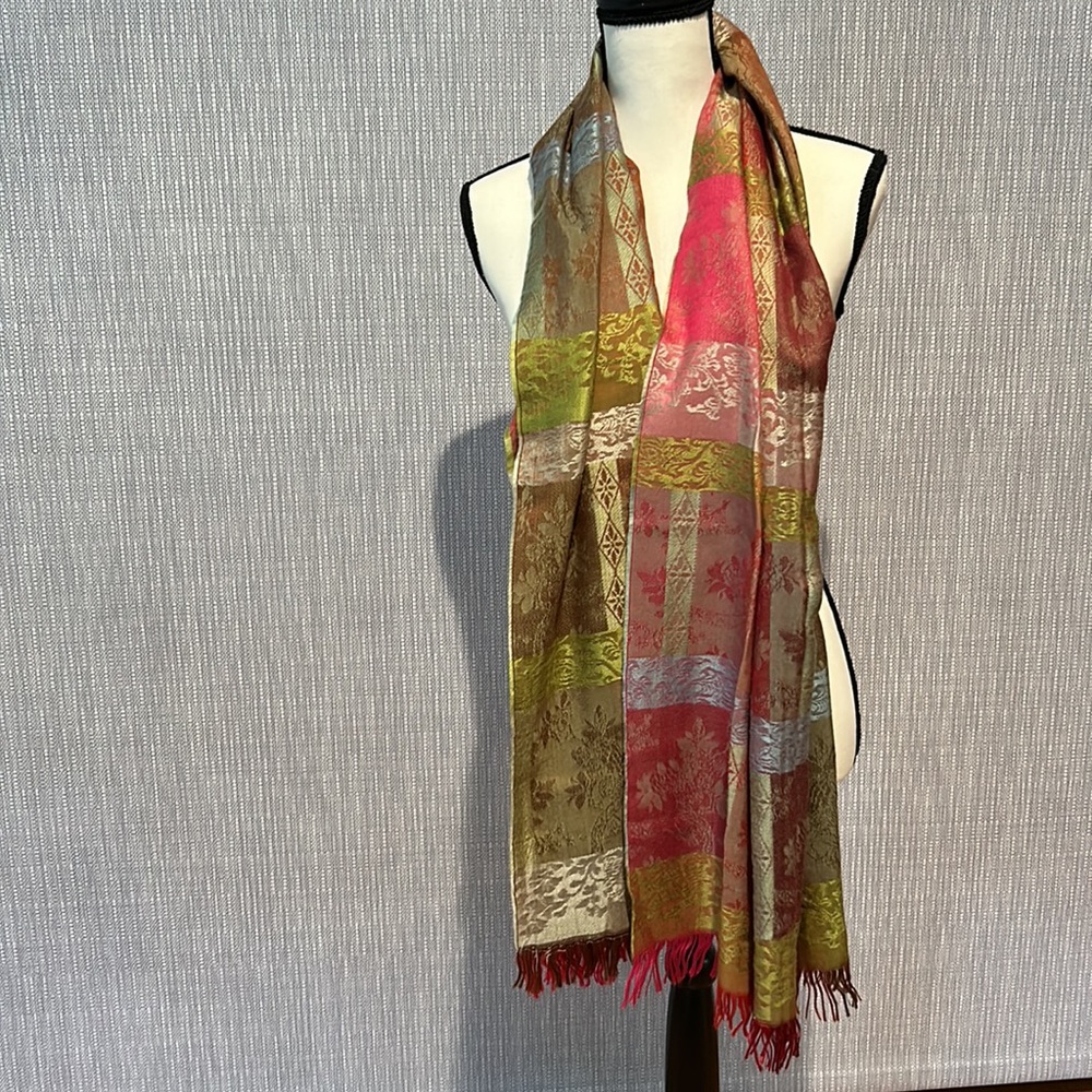 Beautiful Red, Green and Blue Shawl / Stole / Scarf